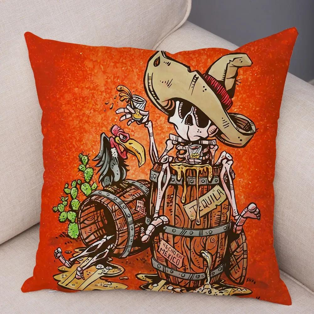 Милая мультяшная наволочка с красочным черепом, на подушку, для автомобиля, дивана, домашнего декора