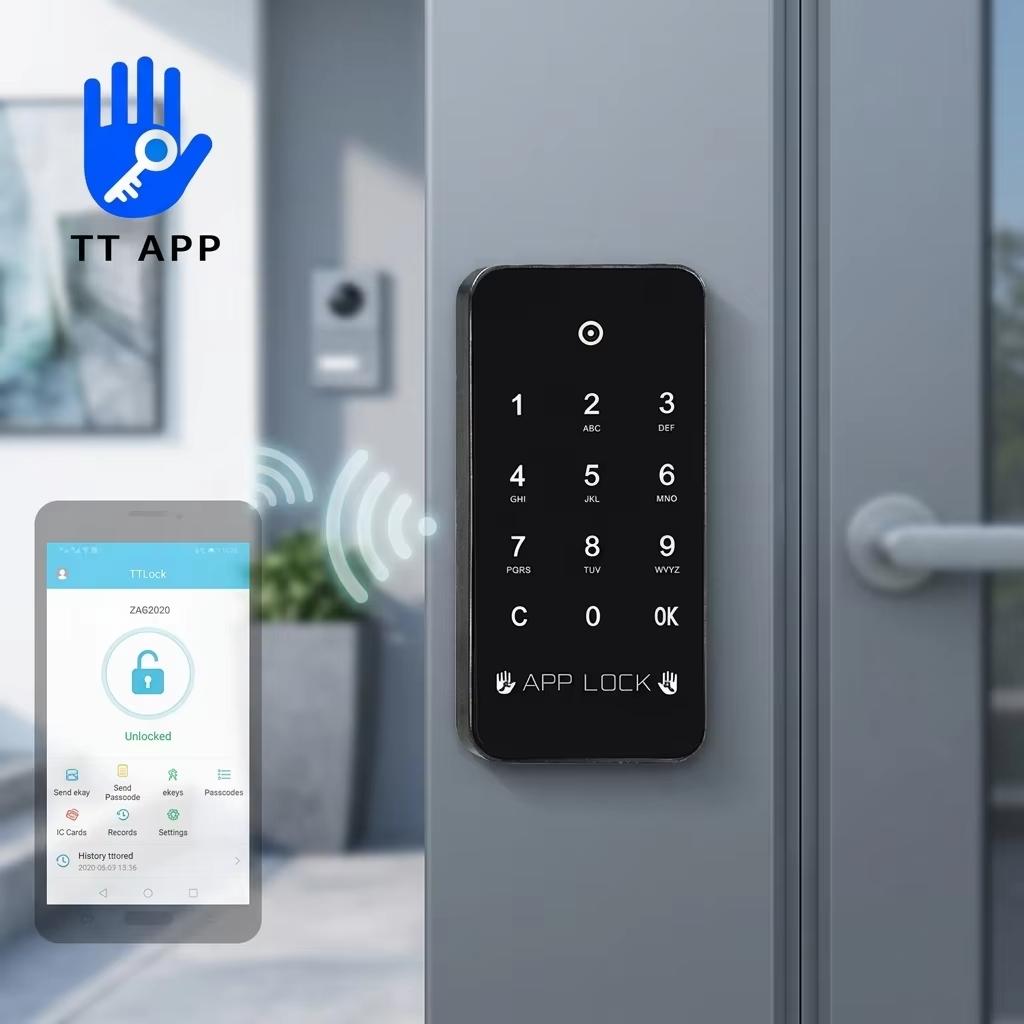 TT App Unlock CD 012TT Антикоррозийный цинкованный умный замок-шкафчик с паролем, разблокировка через приложение и карту, для железных/деревянных шкафов