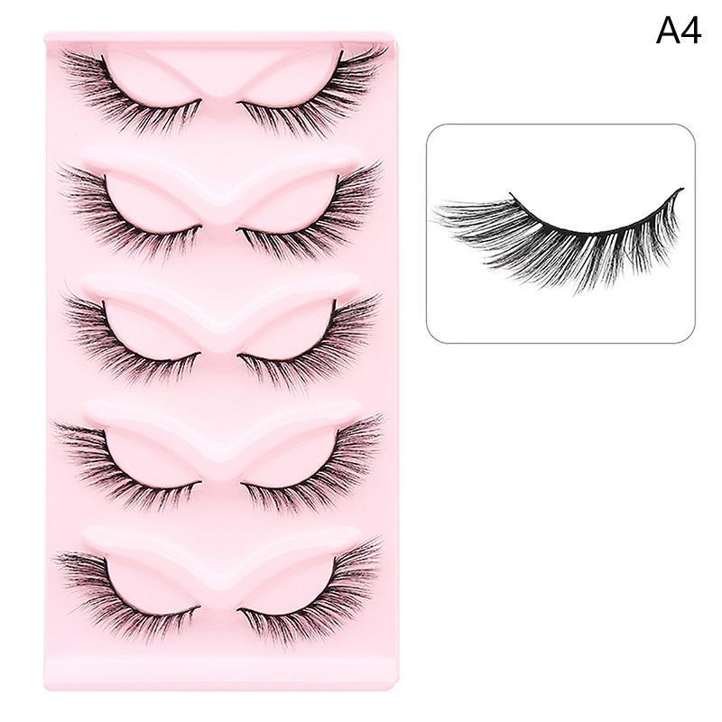 5Pairs Cat Eye 3D Mink Lashes Natural Eyelashes Winged End Eye Elongated False Eyelashes Lashes Extension