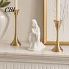 Compact Decorative Figurine Western Realistic Figure Ornament, 3D Printed Sculpture, Matte White Ornament Durable PLA Statue, Stable Hexagonal