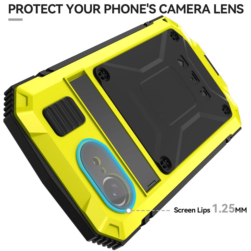 For IPhone 16e 17e Case Built-in Screen Protector Metal Bracket Military Shockproof Heavy Duty Aluminum Cover