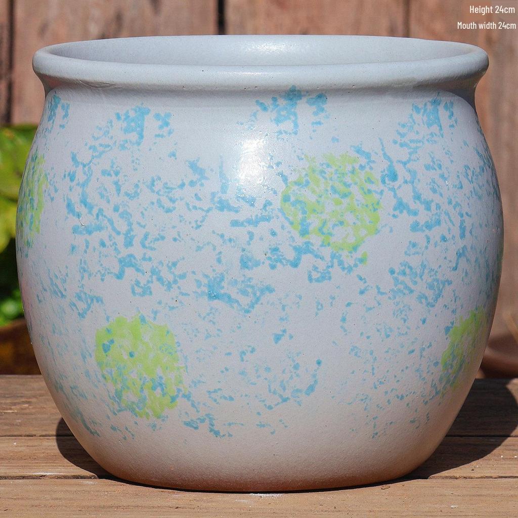 Large Retro Coarse Pottery Ceramic Flower Pot - Breathable, Indoor Green Plant Pot for Bougainvillea and Orchids
