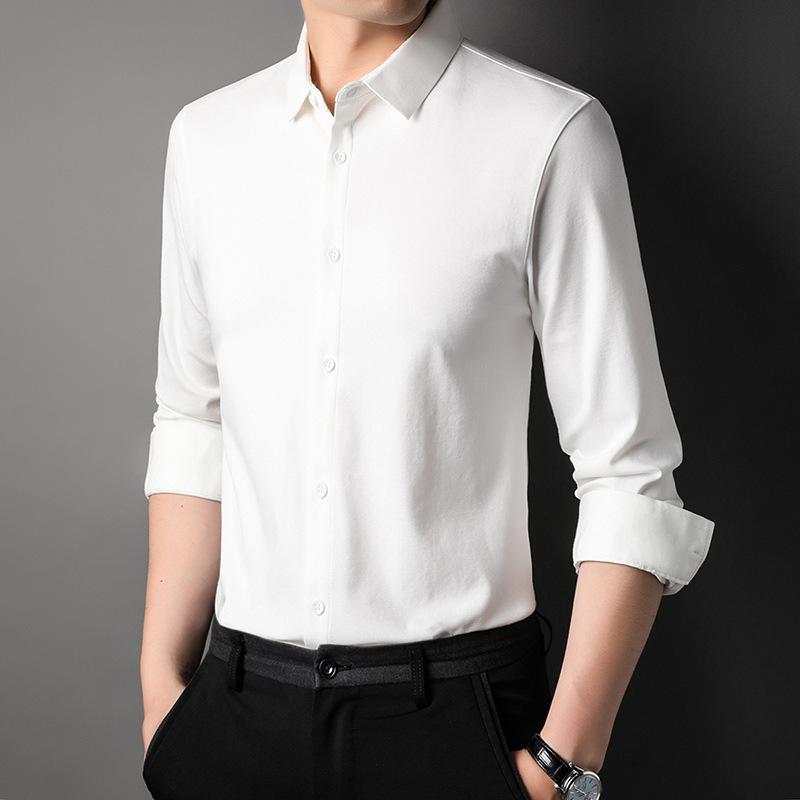 Spring and Autumn New Men's Mulberry Silk Light Business Formal Shirt Men's Casual Long-sleeved Men's Shirt