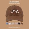 Niche design bow embroidery cap soft top showing face small baseball cap sweet spring and summer sun hat men