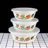 Gaupucean Clear Pattern Enamel Basin Useful Corrosion Resistance with Lid Salad Pasta Enamel Bowl