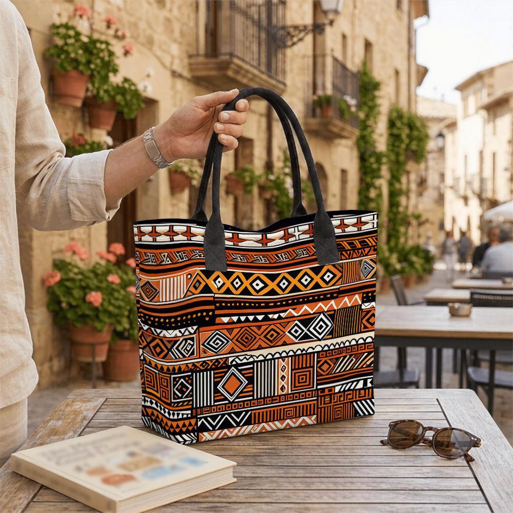 Boho Ethnic Pattern Tote Bag Large Capacity Casual Shoulder Bag for Daily Use Shopping Travel