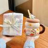 Birthday Gift Cute Children's Crayon Small New Cup Ceramic Straw Water Cup Mug Souvenir Gift Box