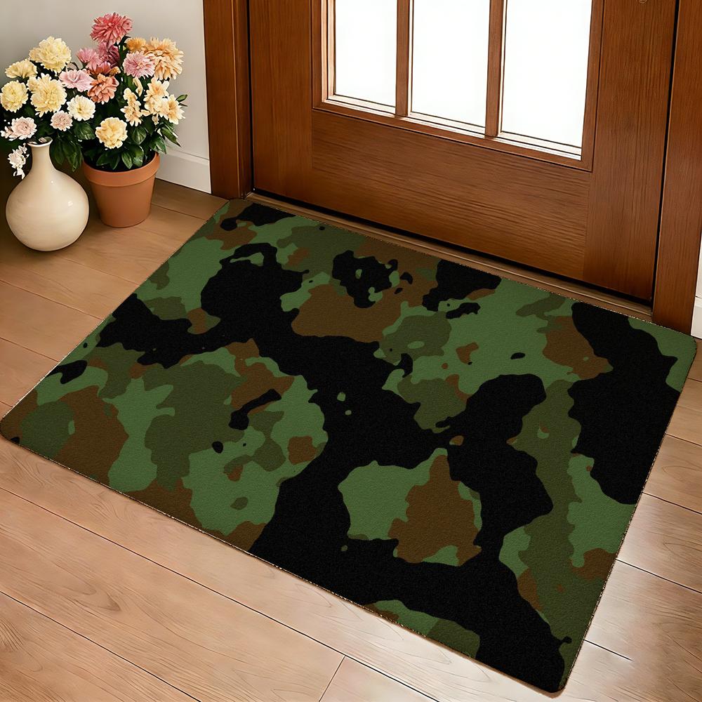 Camouflage Pattern Camo Floor Mat Cozy Flannel Soft Thick Non-Slip Mat For Living Room Bedroom Kitchen Decor Rugs