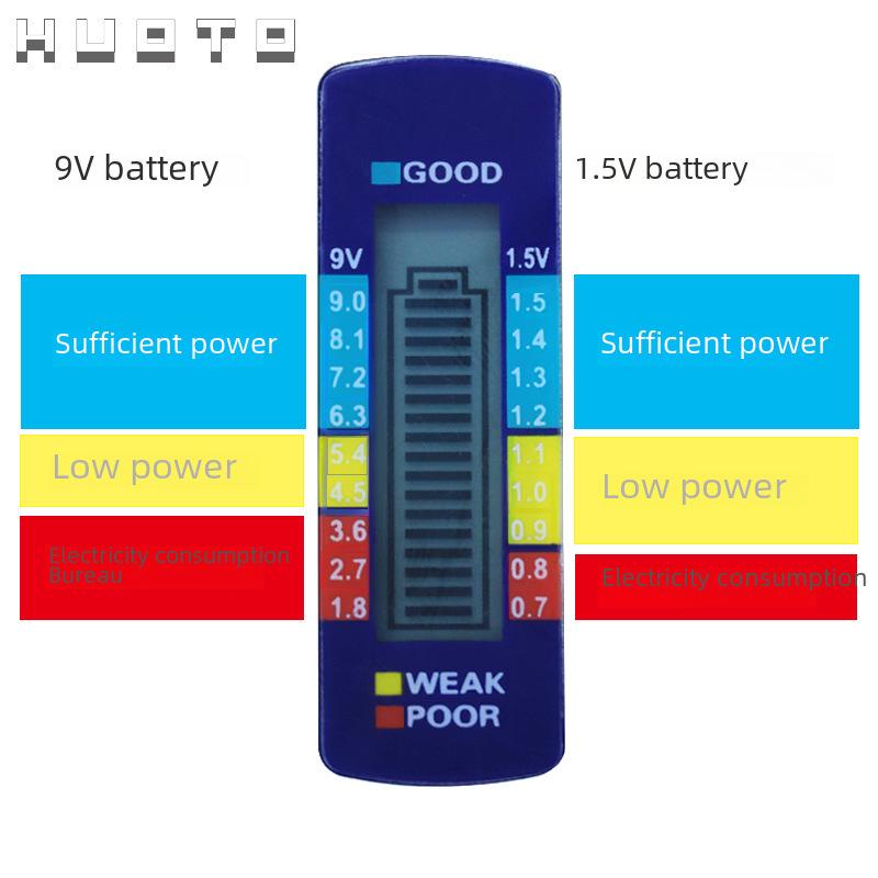 Цифровой тестер аккумуляторов с дисплеем напряжения для аккумуляторов 1,5 В/9 В