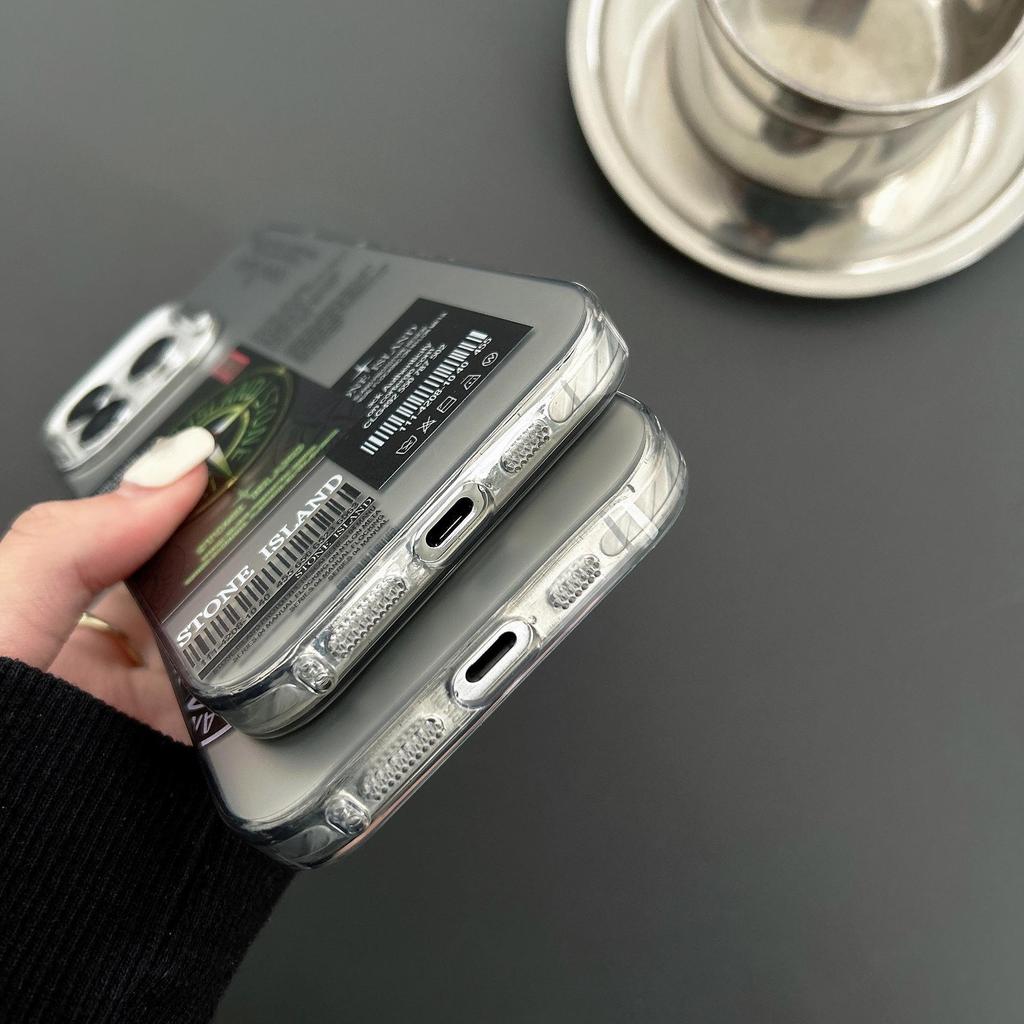 Stone Island Streetwear Гальванизированный серебристый чехол для iPhone 15 Pro Max