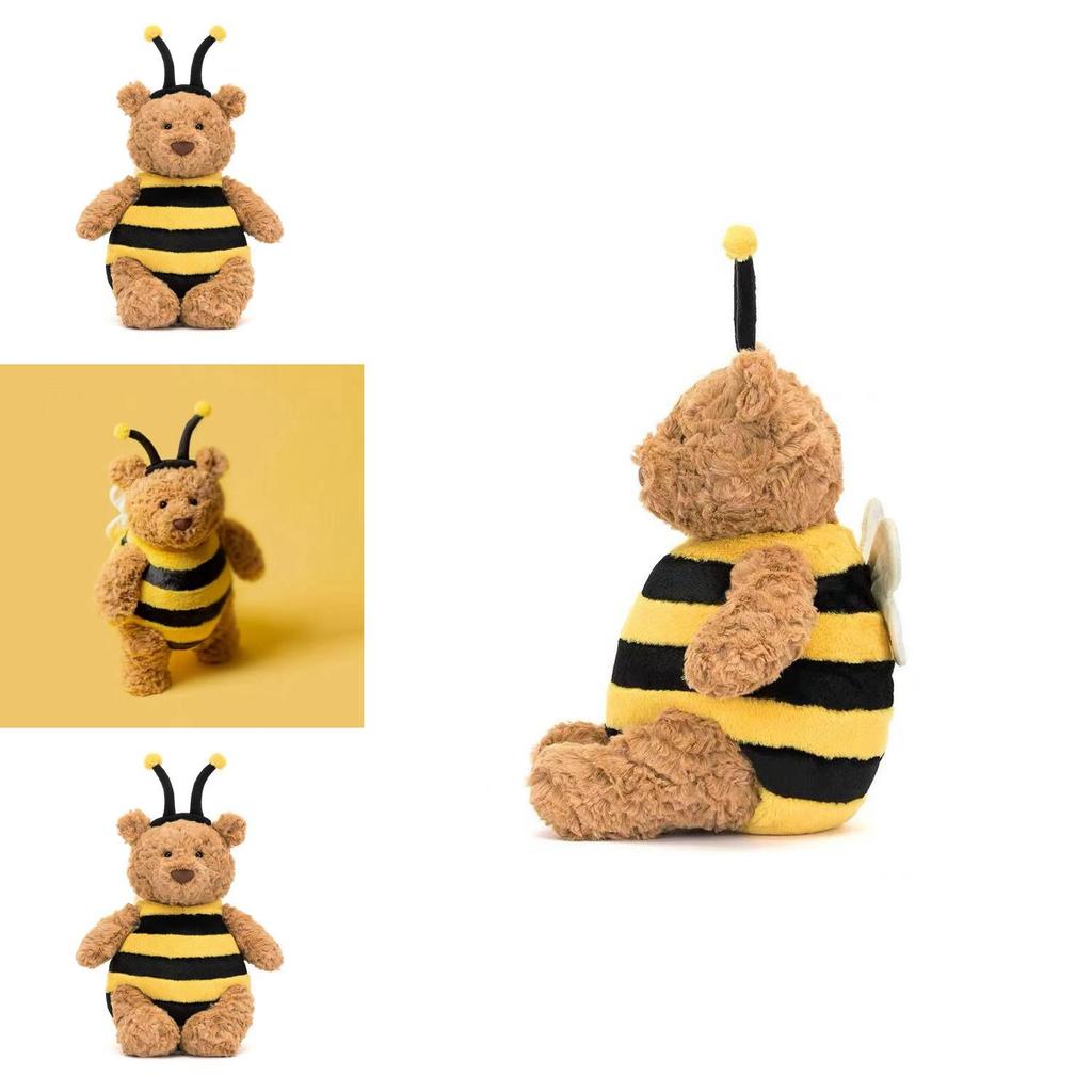 Cute Bumblebee Bear Plush Doll With Short Plush Filling For Cozy Cuddles