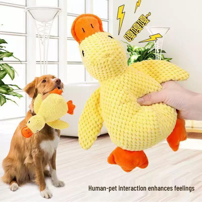 Squeaky Yellow Duck Teething & Chewing Resistant Plush Dog Toy
