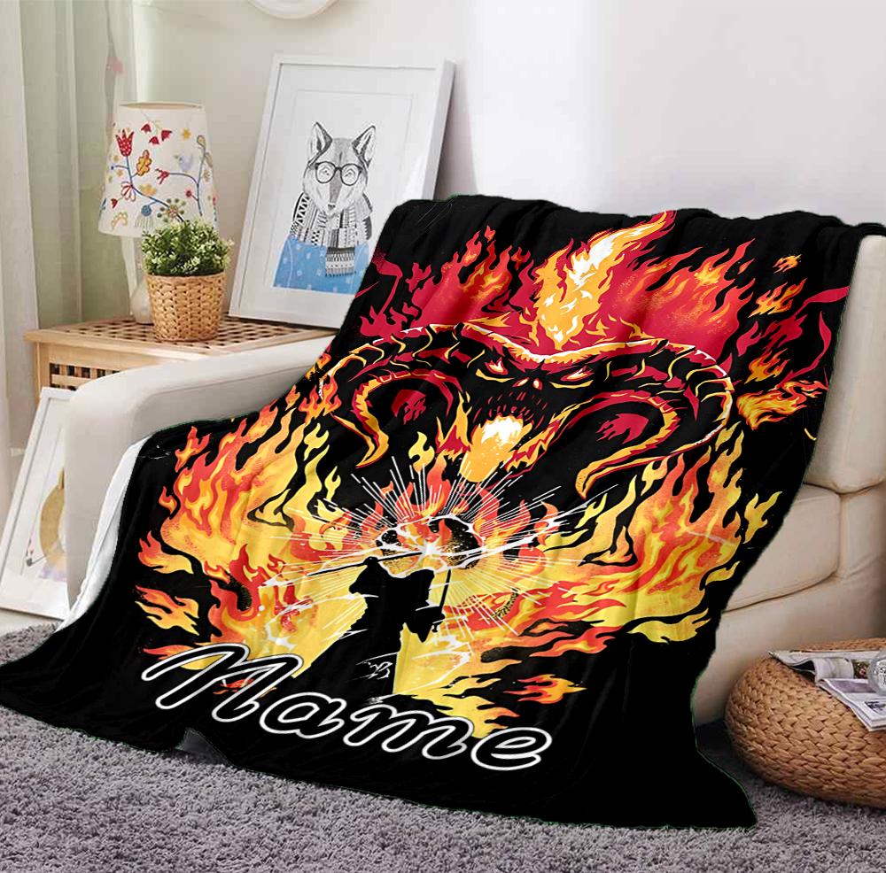 Custom Name Demon Flannel Blanket Throw Blanket Soft Warm Sofa Bed home Decor Unique Gift