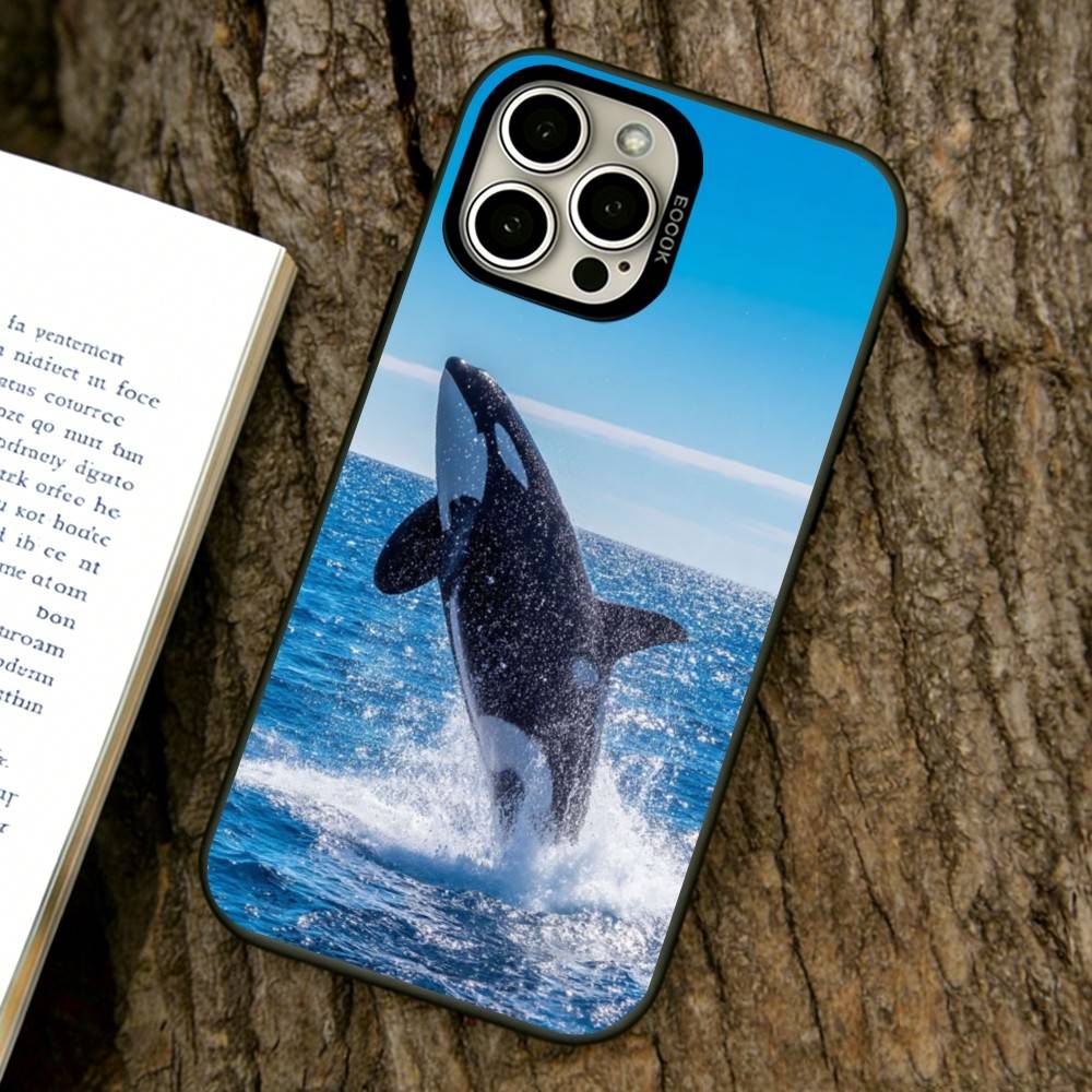 Чехол для телефона с морскими животными для iPhone 17,16,15,14,13,12,11 Plus,Pro Max,XS, Цветной Серебряное Покрытие Внутренняя Крышка