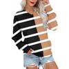 Женская повседневная модная полосатая толстовка с V-образным вырезом и длинным рукавом, легкая толстовка с карманами