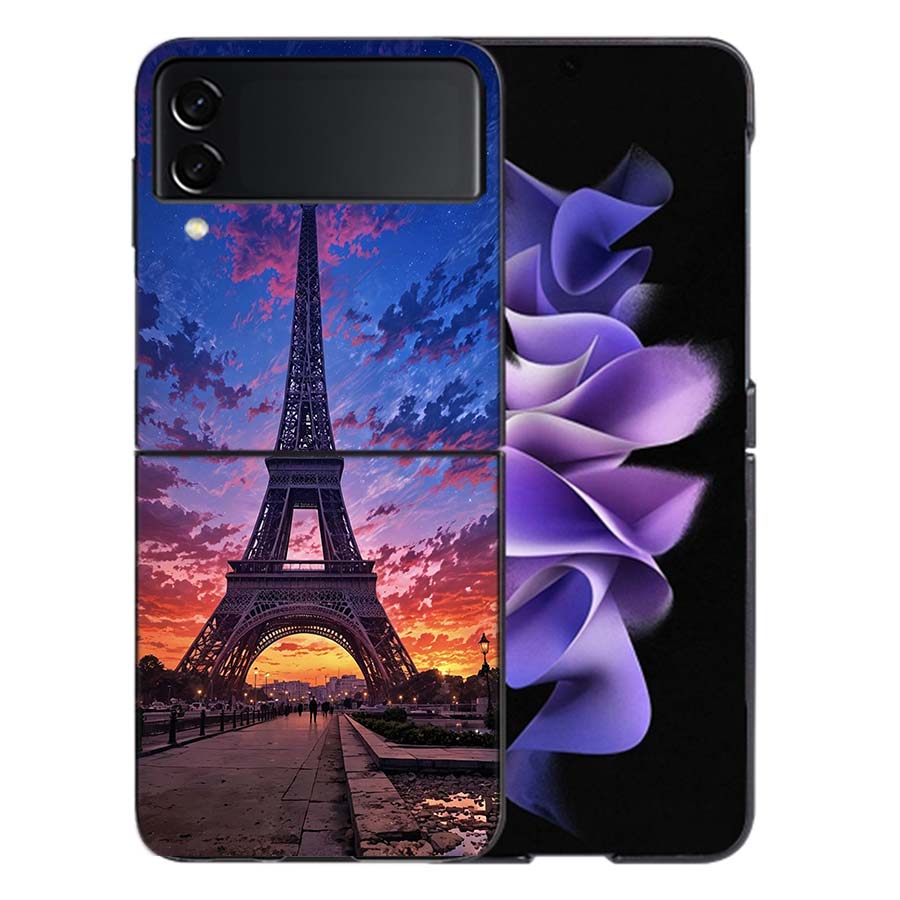 Eiffel Tower Art Phone Case For Samsung Z Flip 6 7 5G Galaxy Z Flip 5 4 3 5G Cases Shockproof Hard Cover TPU