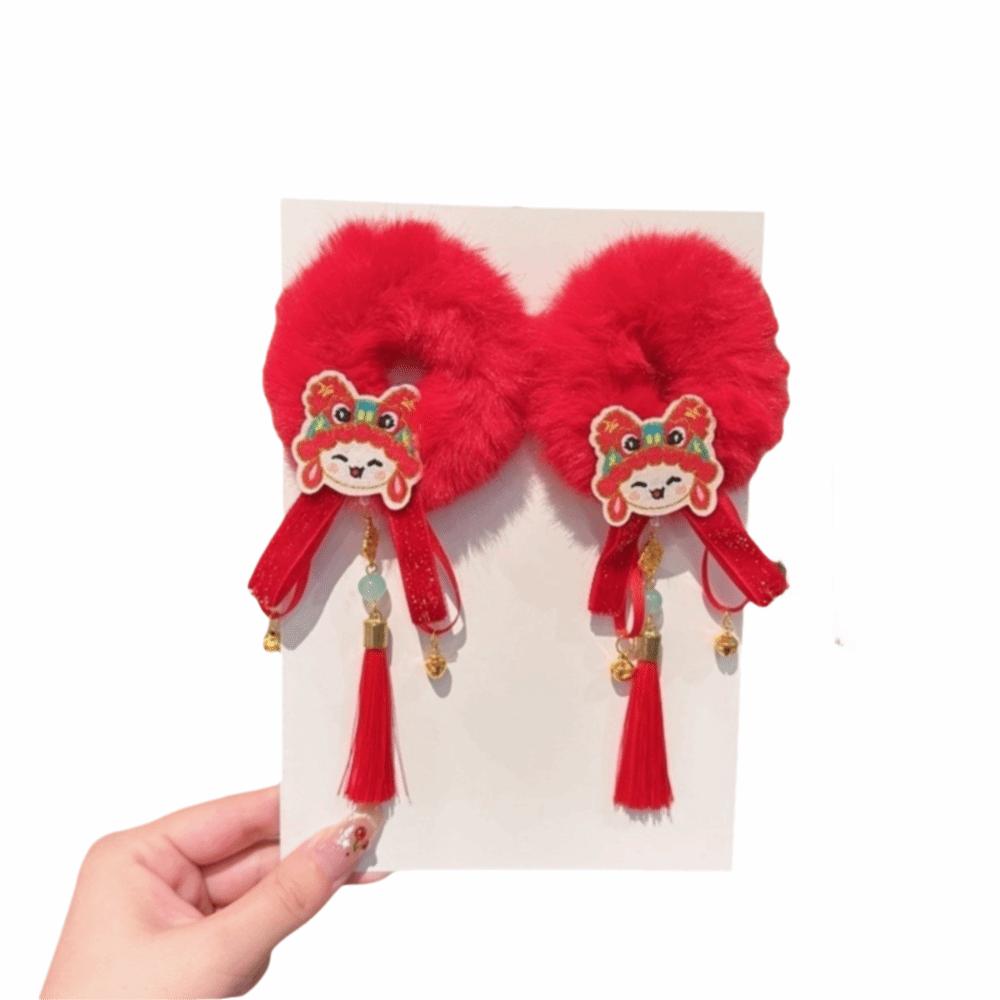 Plush New Year Hair Ties Traditional Children's Hair Ropes  Celebration