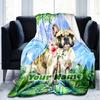 1PC Custom Name Tropical French Bulldog Portrait flannel blanket versatile,all-season throw suitable for the living room,bedroom,camping,travel,and gi
