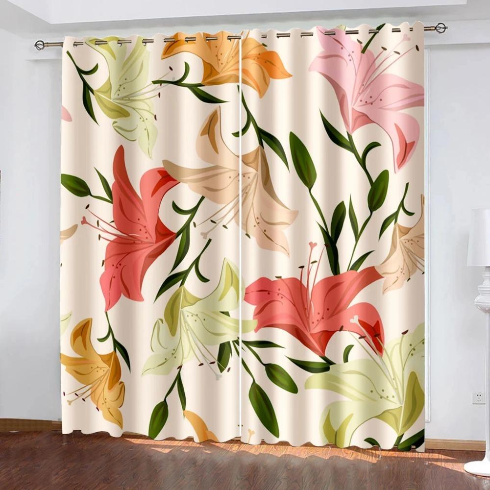 Цветочные лилии, цветник, розовые затемняющие шторы для спальни, гостиной, ванной, кухни, двери, высокое затемнение, новый узор