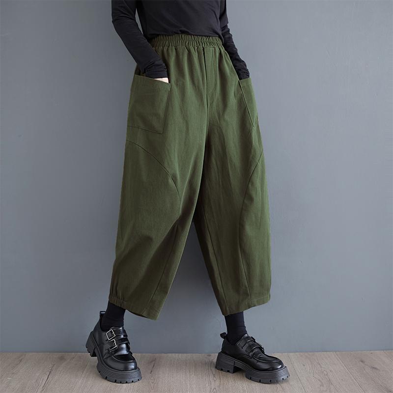 Большие размеры Винтажные высокие талии Повседневные свободные брюки-шаровары с широкими штанинами Весна Осень Женские брюки