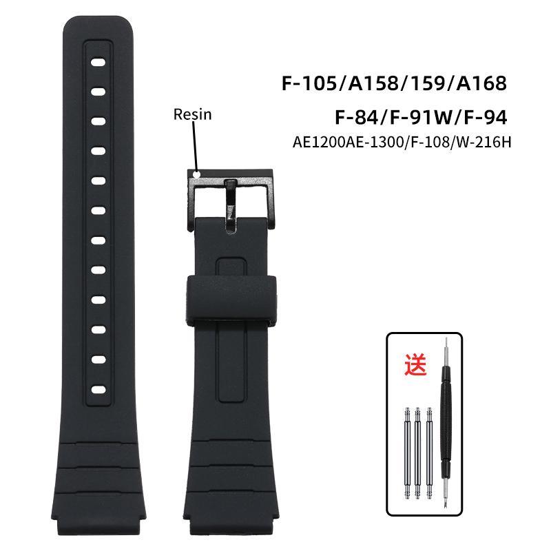 14 16 18 мм Выпуклый полимерный ремешок для часов Casio F-84/91W/94/105 AE1200/1300/F91W/W218/F108 Спортивный сменный браслет ремешок