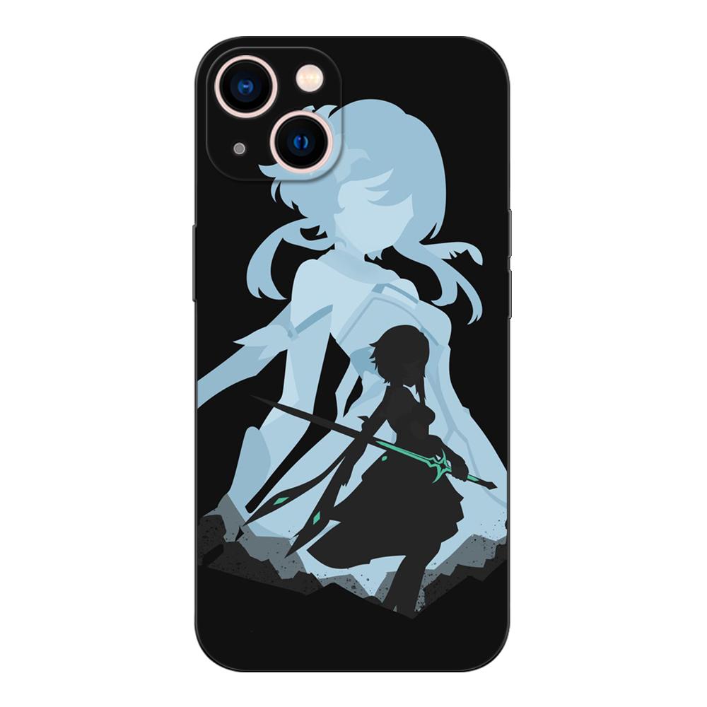 Черный чехол из ТПУ для iPhone 5 5S SE 2020 6 6S 7 8 plus x 10 XR XS 11 12 13 mini pro MAX задняя крышка Genshin Impact Anime