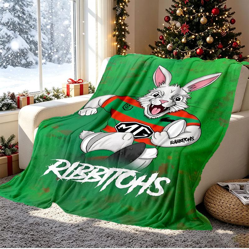 South Sydney Rabbitohs Pattern Blanket for Home Decoration, Bed, Sofa, Car Travel, Camping, Suitable for All Seasons, Birthday Christmas Gift