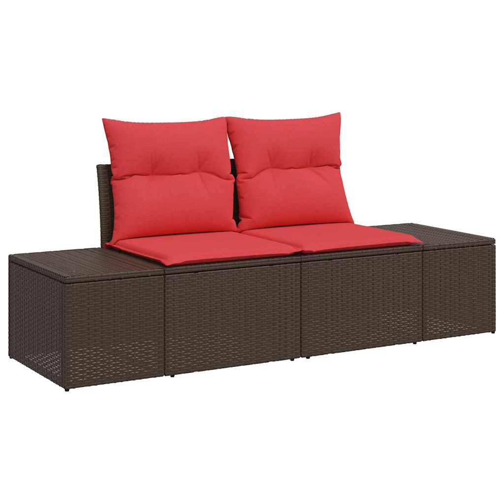 Garden Sofa Set with Cushions 6 pcs Brown Poly Rattan