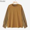 Women Casual Round Neck Loose Long Sleeve Tee Tops