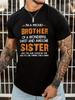 Men's "BROTHER SISTER" T-shirt, Round Neck Tee Casual Clothing, Spring And Summer
