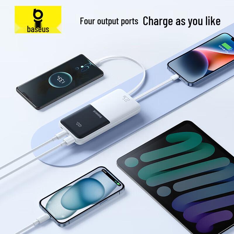 Baseus 10000mAh Mini Portable Charger with Built-in Cable