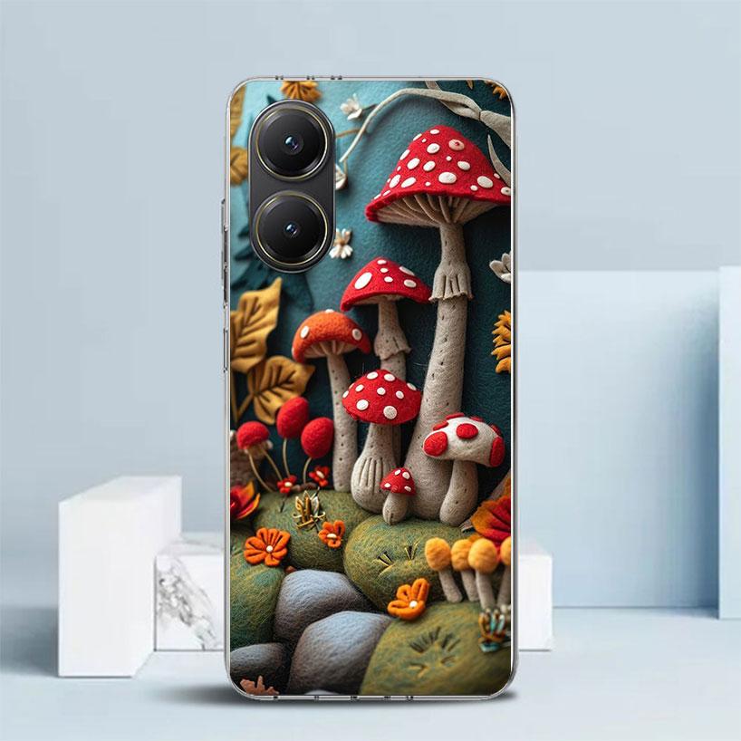 Яркая грибная мягкая крышка для Xiaomi Poco F7 Ultra X7 X6 X5 Pro M7 Чехол для телефона Redmi 15 15C 13 13C 12 12C 10 10C Печатный корпус P
