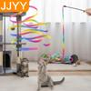 Разноцветная Интерактивная Игрушка-Удочка для Кошек, Дразнилка с Радужной Лентой-Шнуром для Котят, Товары для Питомцев, Веселые Игрушки для Кошек