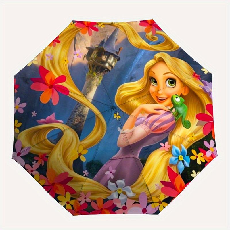 1pc Princess Rapunzel Automatic Umbrella, Portable Foldable 8-Rib Manual Open with Skeleton Hand, Durable Canopy yy250730132