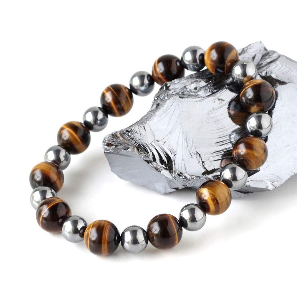 Natural Stone Power Stone Bracelet AAA Tiger Eye Terahertz Accessory Inner Diameter [GOLD STONE] Men's Approx. 15.5cm