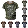 Men's Raglan T-shirt Retro Short Sleeve Round Neck Letter Printing Tops