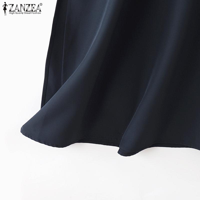 ZANZEA Женские повседневные свободные рубашки с отложным воротником и длинным рукавом