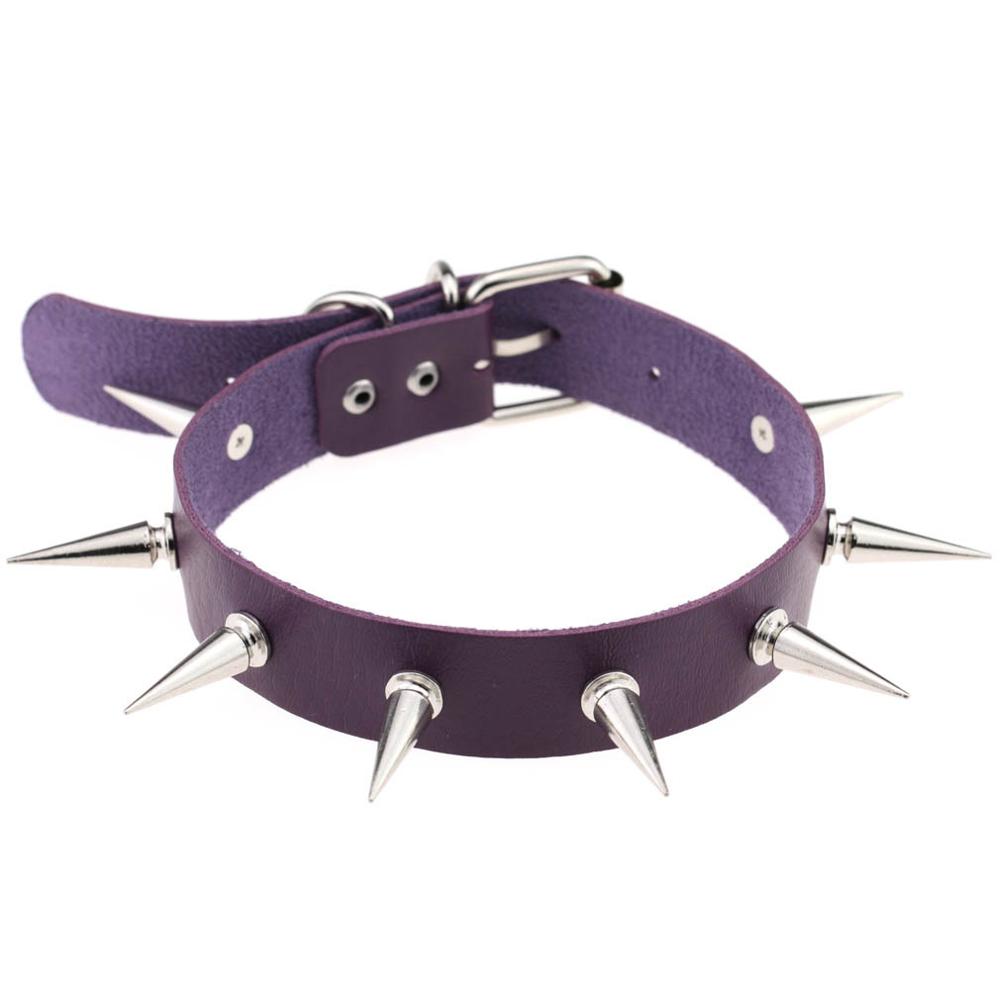 Black Spiked Choker Necklace Punk Collar Female Women Men Black Leather Studded Rivets Chocker Jewelry Gothic Accessories