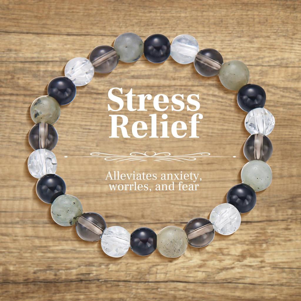 European-American Geometric Beaded Bracelet with 8mm Aventurine & Tiger Eye Stones