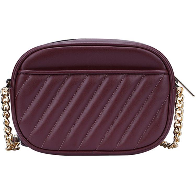 Michael Kors MK Rose Chain Shoulder Strap Quilted Solid Logo Leather Camera Bag Women Shoulder Bag Burgundy 35S1GX0C1U-MERLOT