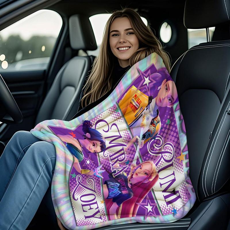 K Pop Demon Hunters Huntrix Blanket Hot Anime Flannel Throw Anime Fan Gift for Travel Camping Sofa Bed Cover Living Room Decor