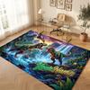 Dinosaur Theme Soft Crystal Velvet Rug Custom Name & Text Print Non Slip Floor Rug for Bedroom Living Room