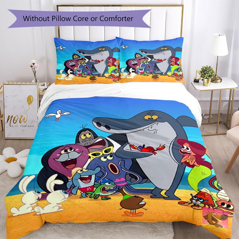 3pcs Zig & Sharko Bedding Set Duvet Cover Closure Includes 1 Duvet Cover & 2 Pillowcases, Soft and Comfortable for All Seasons.