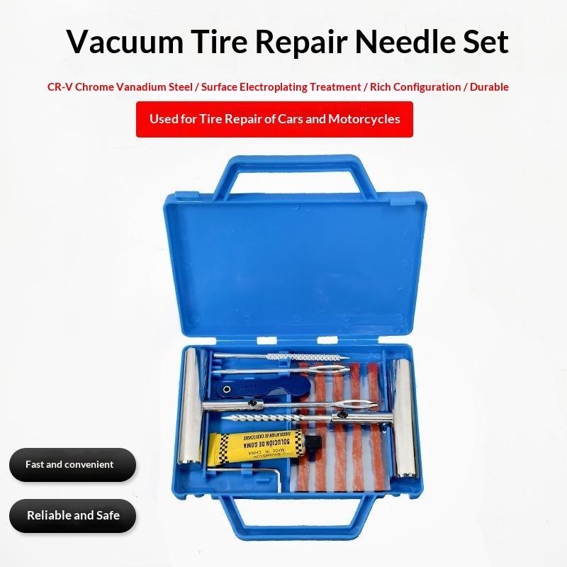 Car Tire Repair Kit With Box Tire Puncture Emergency Repair Tools Car Motorcycle Bicycle Tyre Repairing Tool Set Easy To Use