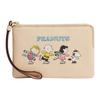 New Peanuts Snoopy Collaboration Wristlet Pebbled Leather Wrist Bags Clutches Small Size Women's Ivory White CF213-IMOQY
