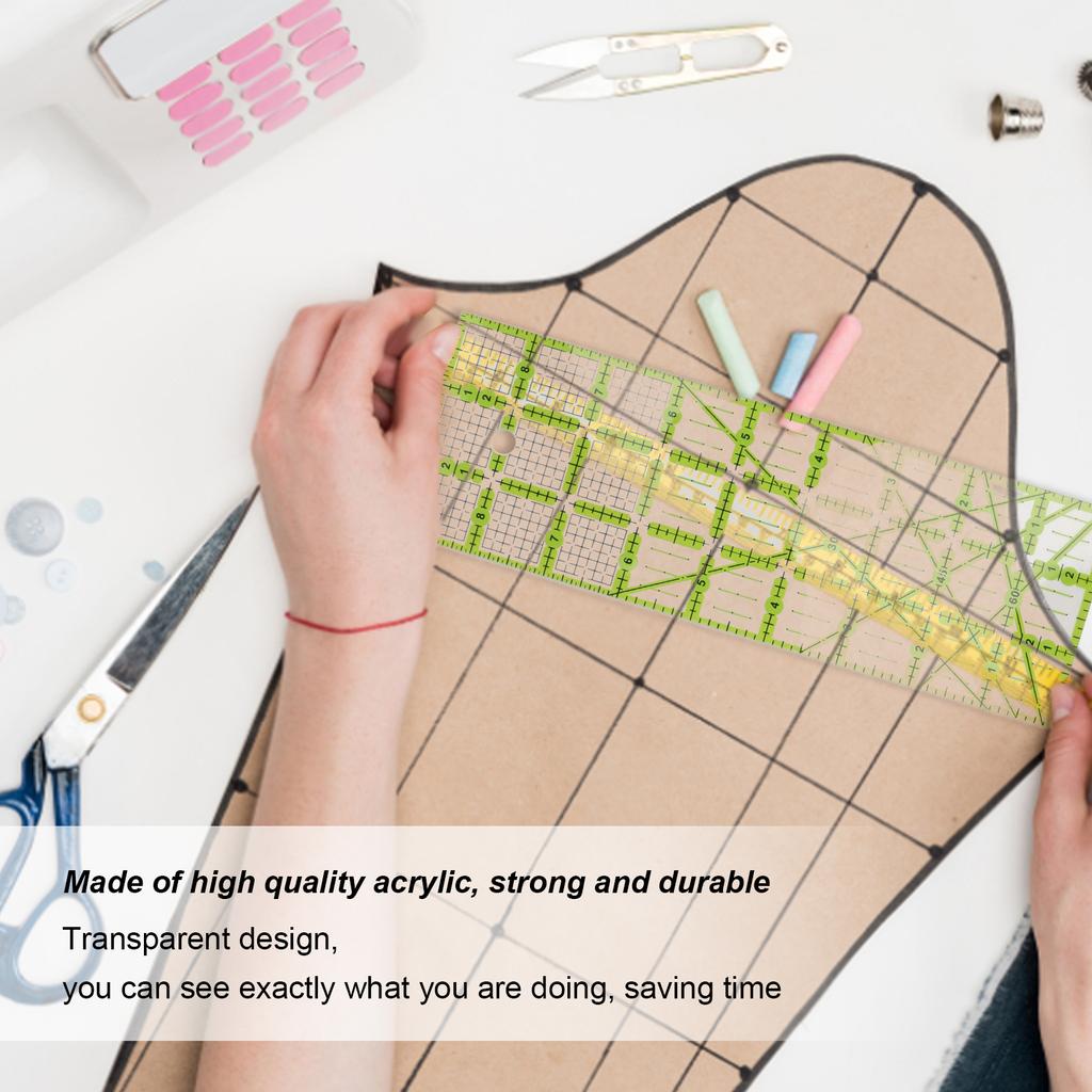 Crafts Rulers DIY Patchwork Tool Fabric Cutting Ruler With Grid Lines for Tailor Patchwork Cutting Sewing Acrylic Quilting Ruler