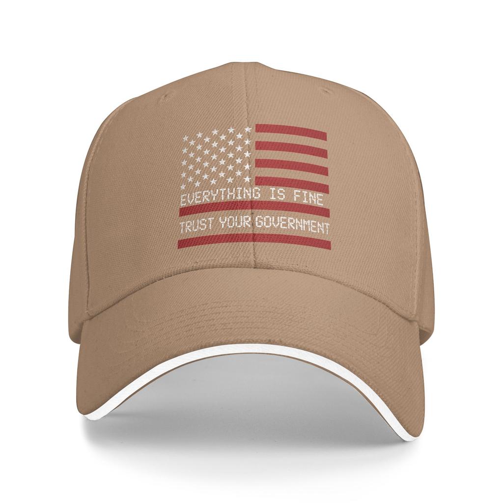 Vintage Everything is Fine Trust Your Government Meme Baseball Cap Fashion Women Men Trucker Hat Sun Tennis Skate Snapback Cap