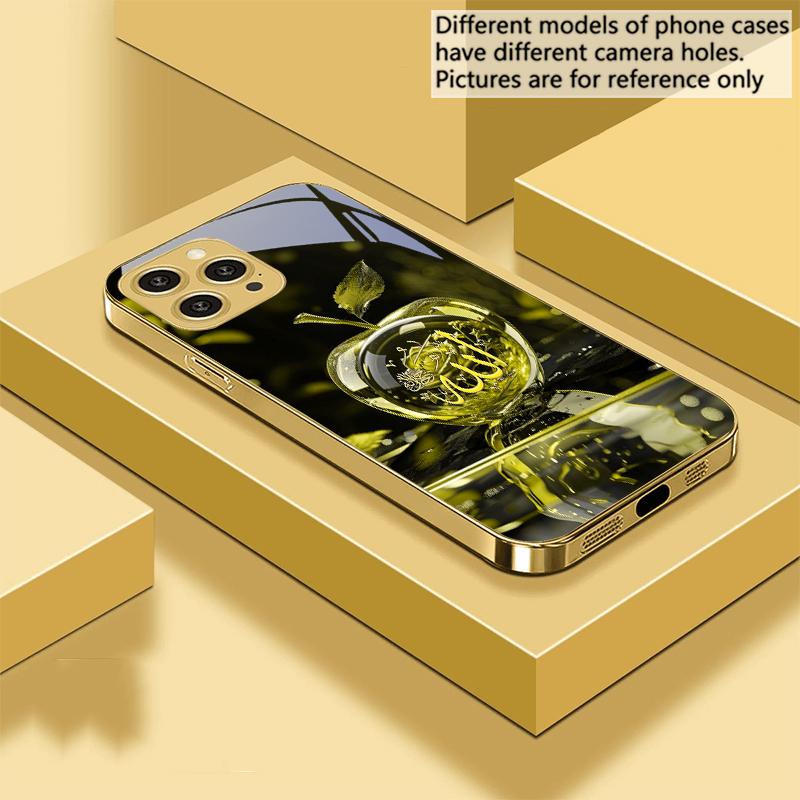 Кристалл Для Apple Зеленый Для IPhone 16 Pro Max 15 P ro 14 13 Plus 12 Mini 11Pro Max XS Max XR Золотой чехол для телефона из закаленного стекла