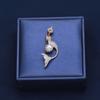 Blucome Rhinestone Cubic Mermaid Shape Brooches For Women Men Gold Color Wedding Birdal Special Design Brooch Pins
