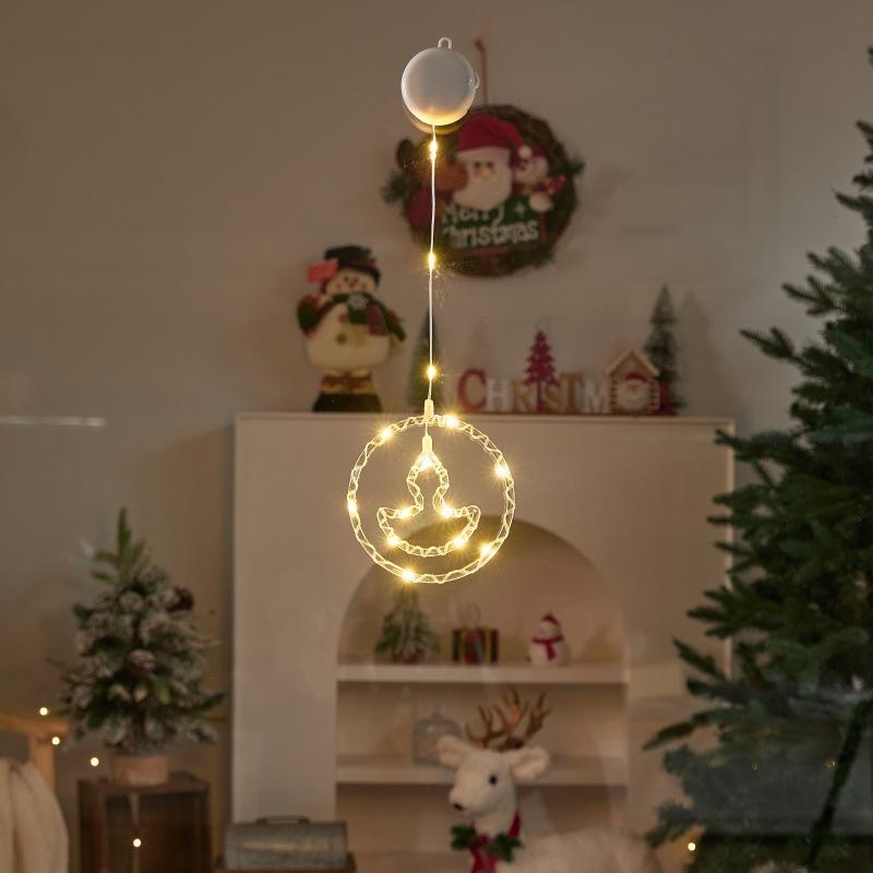 Светодиодные Рождественские Декоративные Огни Подвесные Огни Оконное Праздничное Украшение Атмосфера Пульт Дистанционного Управления Батарейный Блок Круглые Гирлянды